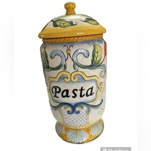 Fitz & Floyd Pasta Glazed Ceramic Classics Ricamo Pasta Jar Canister Preowned